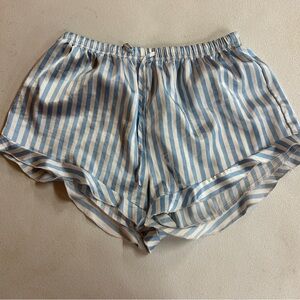 Ekouaer Blue and White Striped Lounge Shorts - Size M